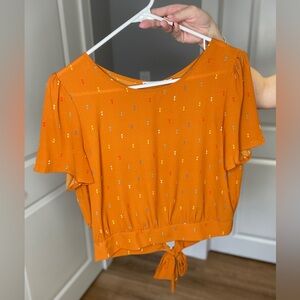 LUSH Orange Tie-Back Blouse